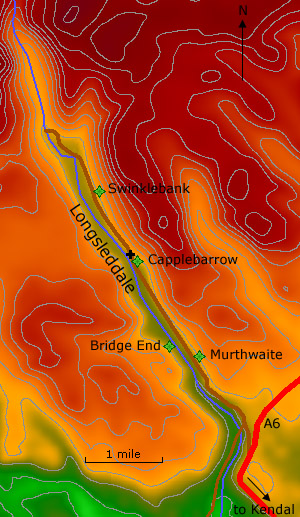 map of accommodation in Longsleddale